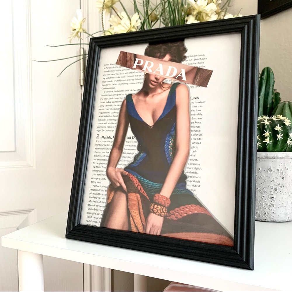 Bold Editorial Portrait Collage Colorful Dress Statement Wall Art
